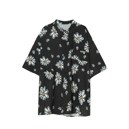 Camisa de manga corta Little Daisy, camisas holgadas coreanas para parejas para hombres y mujeres