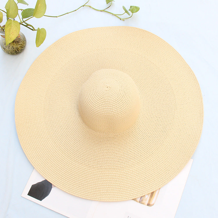 Sombreros de gran tamaño de la playa del ala ancha de los 25CM para la protección ULTRAVIOLETA grande del sombrero de paja de las mujeres