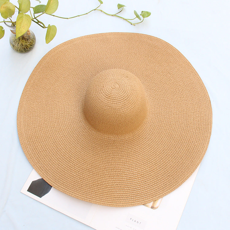 Sombreros de gran tamaño de la playa del ala ancha de los 25CM para la protección ULTRAVIOLETA grande del sombrero de paja de las mujeres