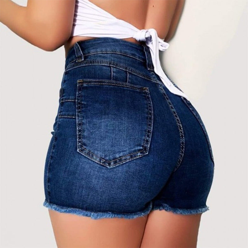 Moda mujer verano pantalones cortos de mezclilla de cintura alta mujeres corto Mujer Push Up Skinny Slim Denim Shorts