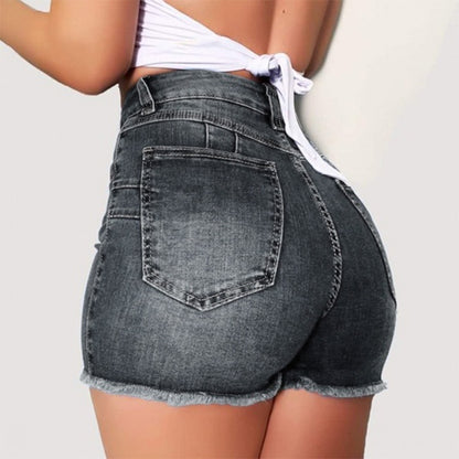 Moda mujer verano pantalones cortos de mezclilla de cintura alta mujeres corto Mujer Push Up Skinny Slim Denim Shorts