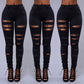 High Quality Women Casual Hole Jeans High Waist Skinny Pant Pencil Jeans Ripped Sexy Female Girls Trousers Denim Jeans