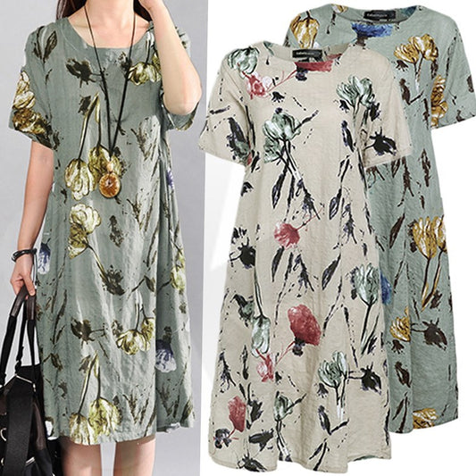 Vestido floral suelto con estampado de verano bohemio para mujer Vestidos