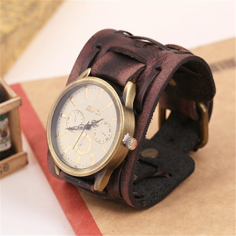 Accesorios Relojes De Comercio Exterior Relojes Retro De Piel De Vaca Relojes Punk Relojes De Pulsera Para Hombres