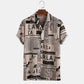 3xl Men Shirts 2024 Vintage Newspaper Print Hawaiian Shirt