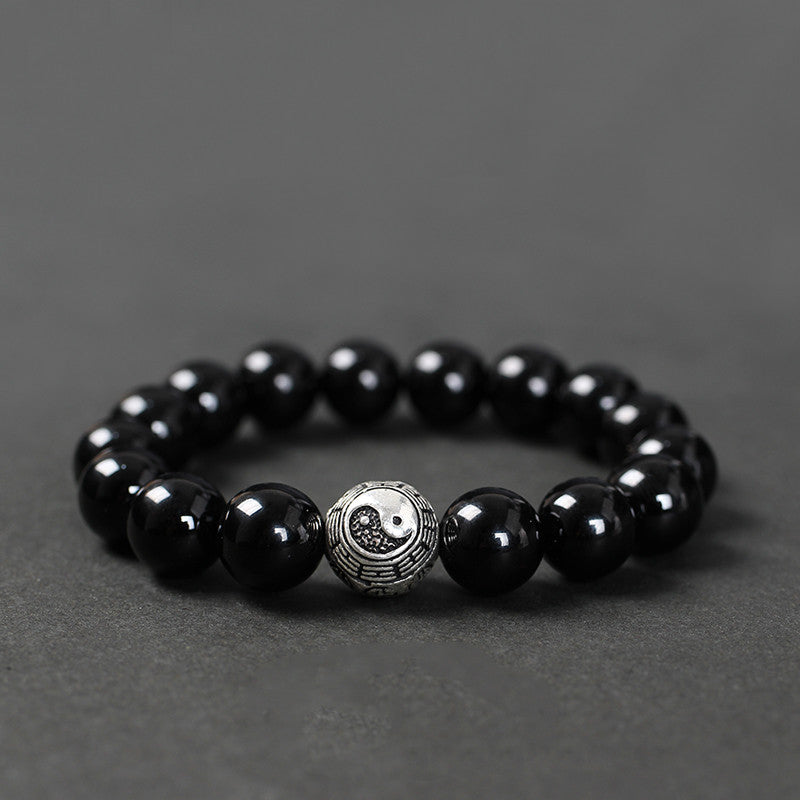 Black Agate Bracelet Transfer Beads For Men