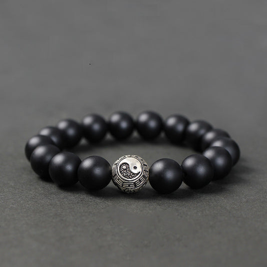 Black Agate Bracelet Transfer Beads For Men