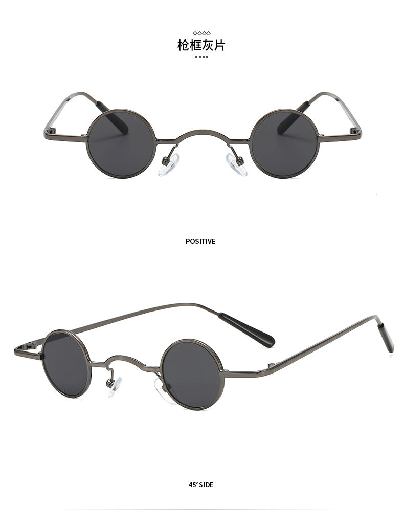 Gafas de sol Retro con montura redonda súper pequeña para hombres y mujeres, gafas de Príncipe, gafas de sol Hip Hop