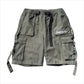 Solid Color Tooling Letter Label Casual Shorts Men Loose