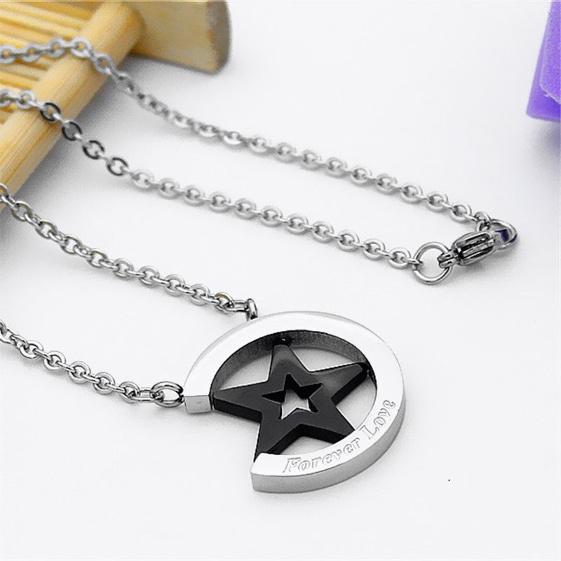 Student Personality Titanium Steel Love Pendant For Couples Men And Women With Chain