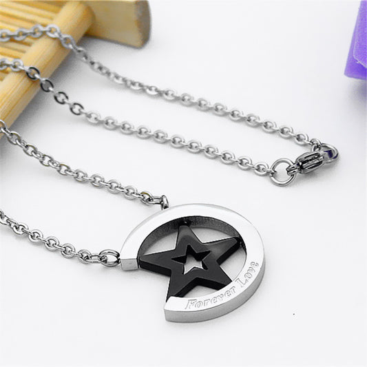 Student Personality Titanium Steel Love Pendant For Couples Men And Women With Chain