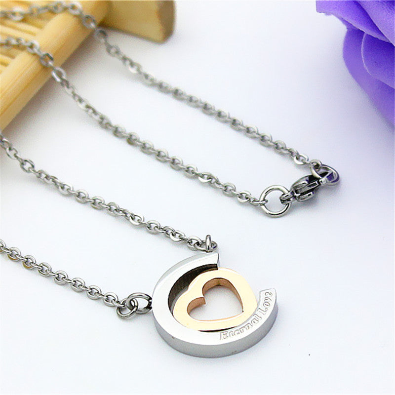 Student Personality Titanium Steel Love Pendant For Couples Men And Women With Chain
