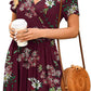 Ruffle Floral Dress Women Long Sleeve A Line Dresses