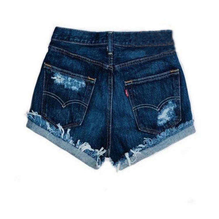 Moda Rainbow Patchwork Denim Shorts Jeans Pantalones cortos Denim Mujer