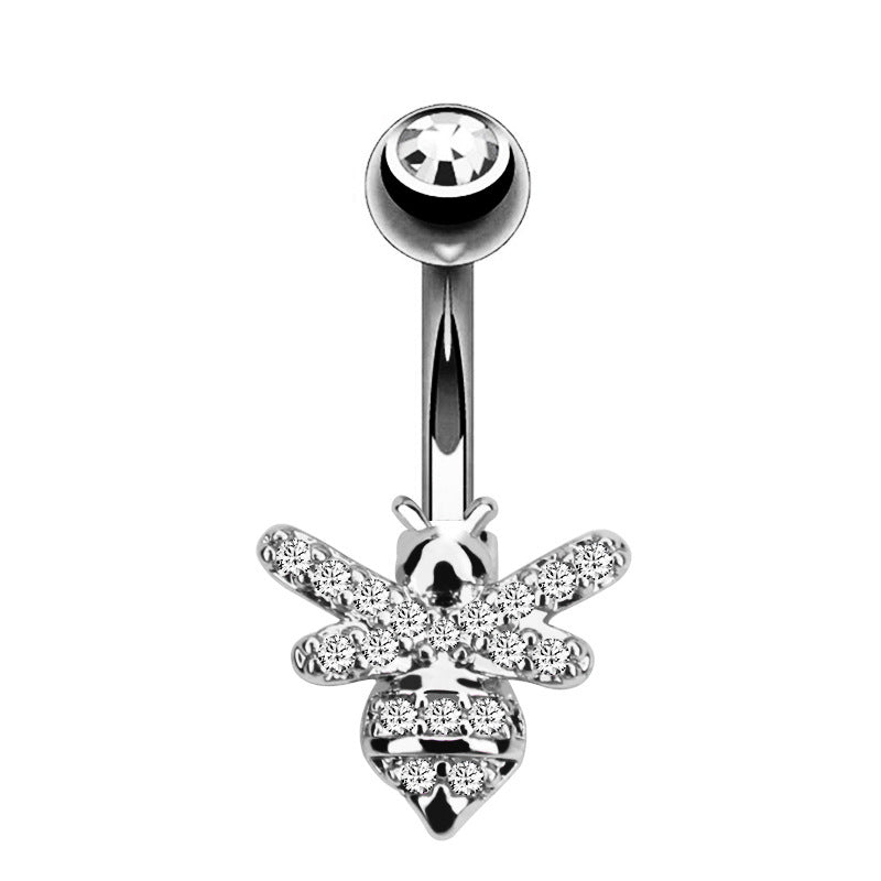 Moda CZ Zricon Little Bee ombligo anillos de acero quirúrgico Sexy mujeres ombligo Piercing ombligo anillos Anima Body Piercing joyería