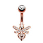 Fashion CZ Zricon Little Bee Belly Button Rings Surgical Steel Sexy Women Navel Piercing Belly Rings Anima Body Piercing Jewelry