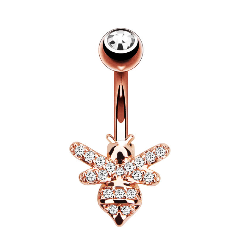 Moda CZ Zricon Little Bee ombligo anillos de acero quirúrgico Sexy mujeres ombligo Piercing ombligo anillos Anima Body Piercing joyería