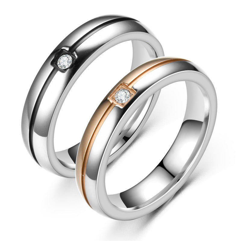 Titanium Rings Simplicity Cubic Zirconia