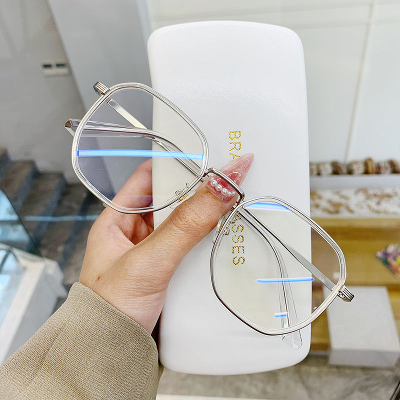 Korean Version Of The Polygon Frame Transparent Glasses Women