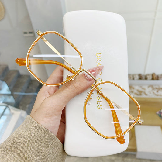 Korean Version Of The Polygon Frame Transparent Glasses Women
