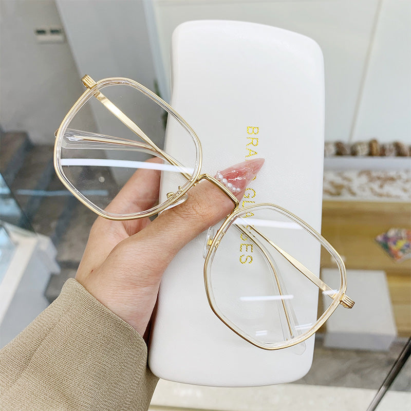 Korean Version Of The Polygon Frame Transparent Glasses Women