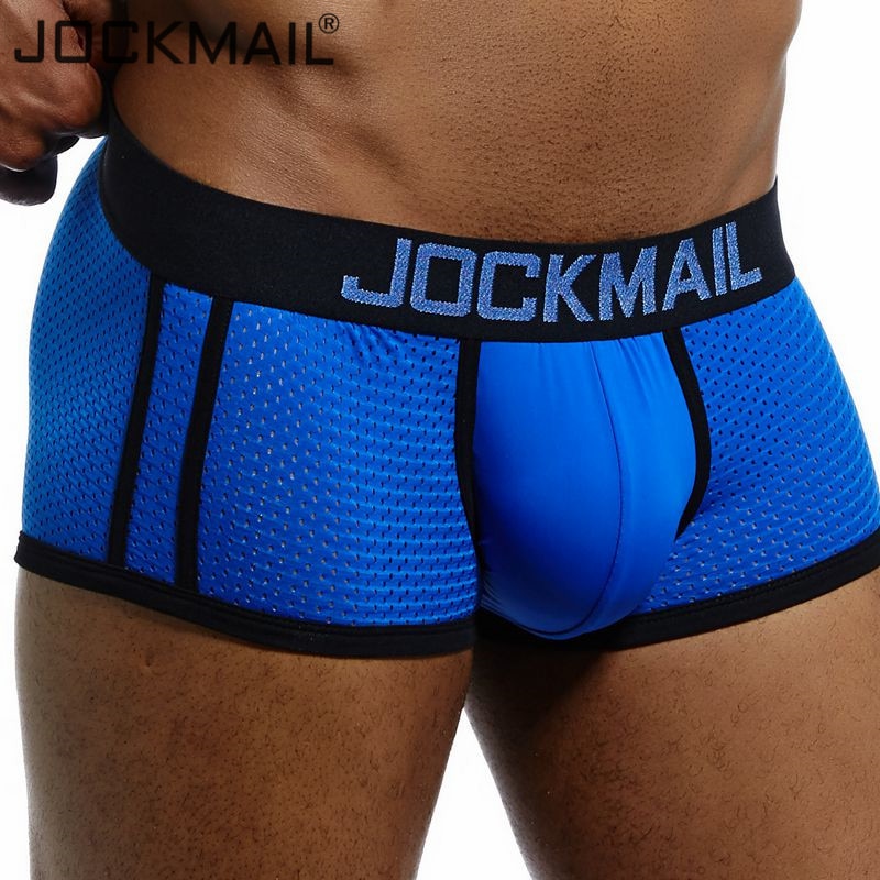 JOCKMAIL marca Boxer hombres de malla transpirable Boxers de hombre calzoncillos masculinos Sexy bolsa para pene para gais bañadores para hombre pantalón 