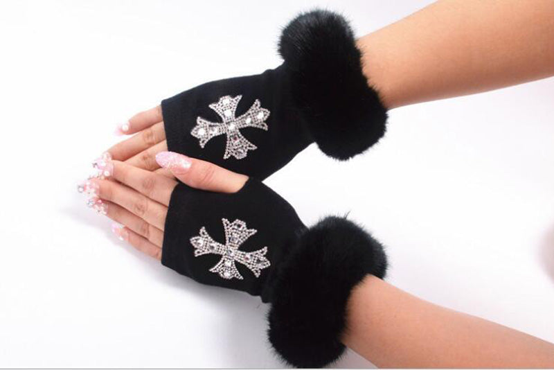 Guantes de calavera brillantes para mujer