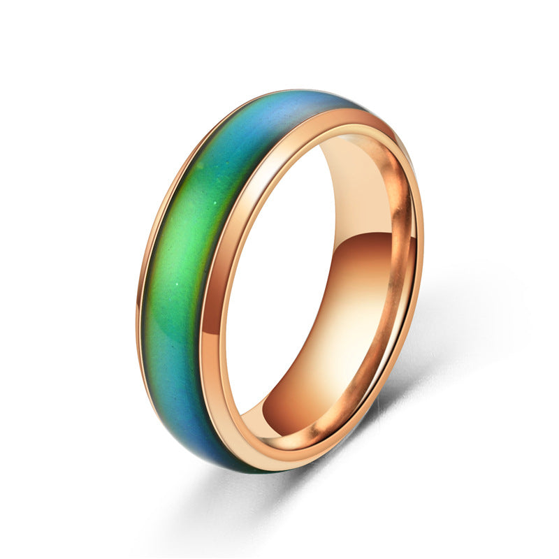 Anillos que cambian de Color, anillo de acero inoxidable, anillos de temperatura y sensación de estado de ánimo para mujeres, hombres, anillos para parejas