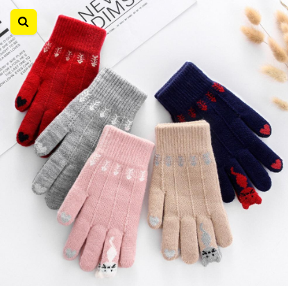 Guantes de punto cervatillo guantes de lana para pantalla táctil fríos y cálidos para mujer