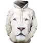 Men's autumn and winter models 3D white lion hooded sweater casual large size lovers