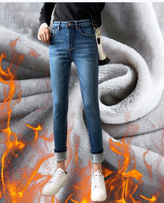 Retro plus velvet thick women jeans