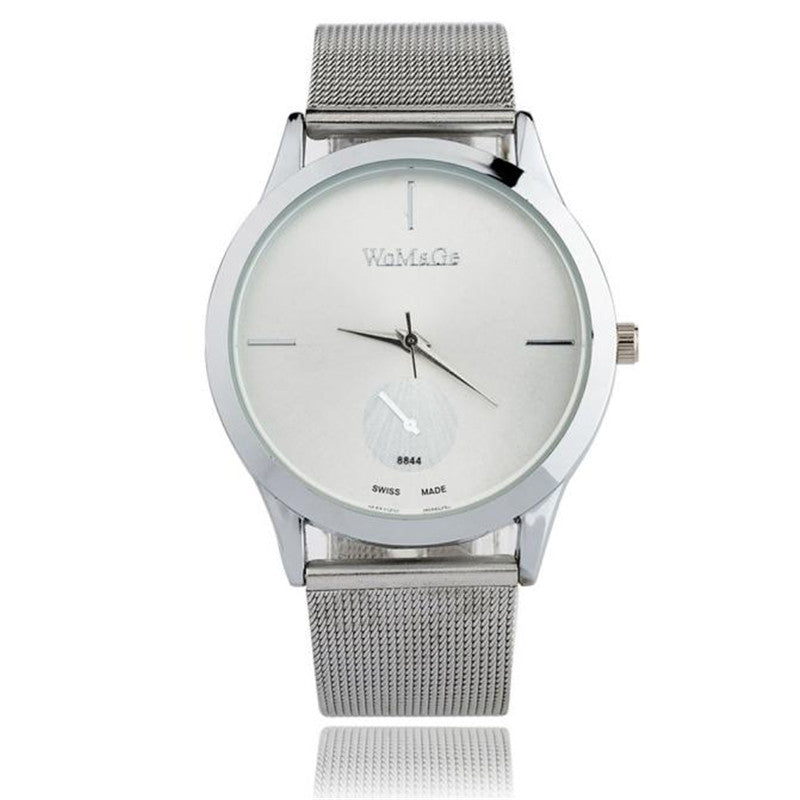 Reloj de malla con cinturón de aleación de moda, relojes unisex para mujer, reloj de cuarzo de estilo minimalista, reloj femenino saat, relojes para mujeres y hombres