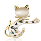 Fashion Tie Black Black Red Cat Brooch Metal E Corsage For Women Collar Hats Cat'S Eye Stone Brooches Pins Girls Gift