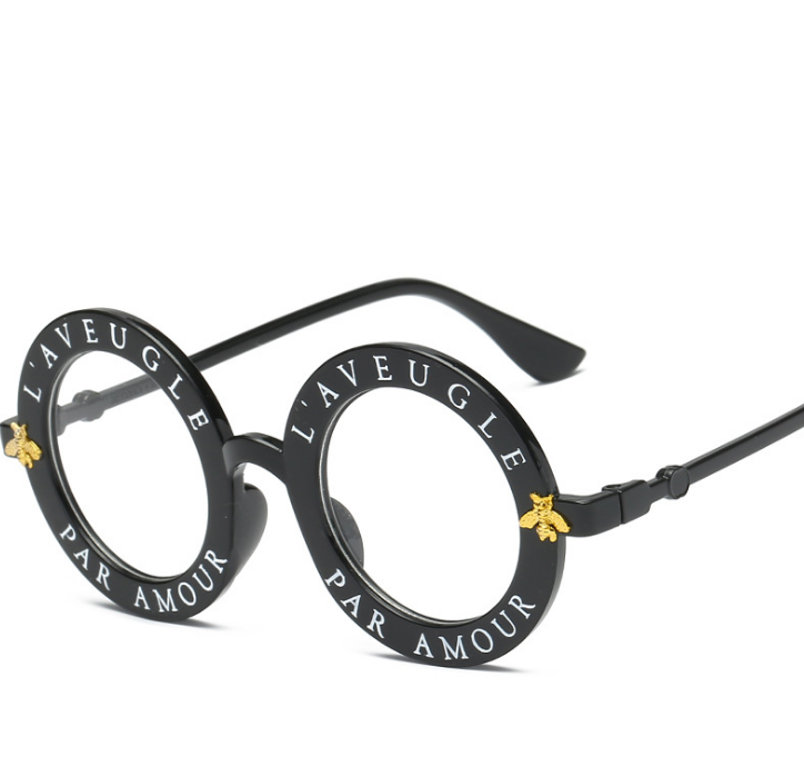 BOYSEEN Retro Round Sunglasses English Letters Little Bee Sun Glasses Men Women Brand Glasses Designer Fashion Male Female 15981