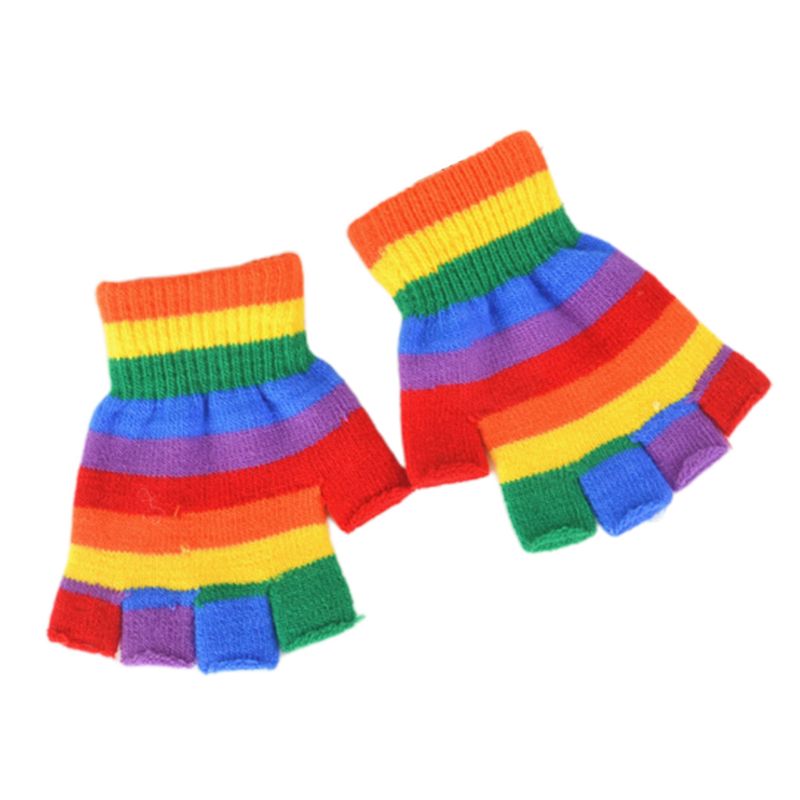 Guantes a rayas AdultRainbow Guantes sin dedos de medio dedo