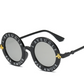 BOYSEEN Retro Round Sunglasses English Letters Little Bee Sun Glasses Men Women Brand Glasses Designer Fashion Male Female 15981
