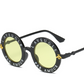 BOYSEEN Retro Round Sunglasses English Letters Little Bee Sun Glasses Men Women Brand Glasses Designer Fashion Male Female 15981