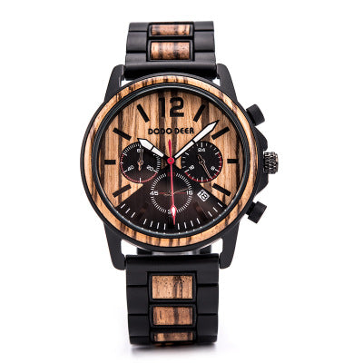 Csutomize grabar logo relojes de madera para hombre DODO DEER Timer reloj de pulsera cronógrafo de lujo reloj de pulsera masculino fecha automática