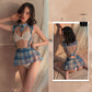 Erotic Costume Lingerie Mesh Jk Uniform Set