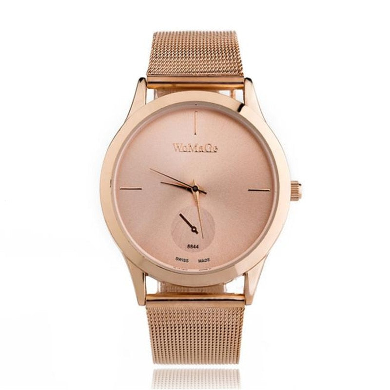 Reloj de malla con cinturón de aleación de moda, relojes unisex para mujer, reloj de cuarzo de estilo minimalista, reloj femenino saat, relojes para mujeres y hombres