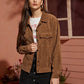 Khaki corduroy jacket for women