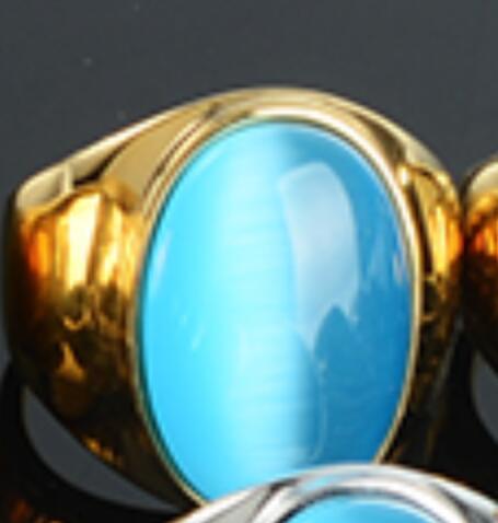 Stainless Steel Faux Opal Rings Titanium