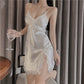 White Butterfly Private Lace Sexy Beauty Back Sling Nightdress