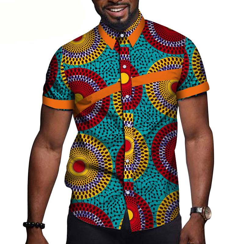 Camiseta de manga corta estampada con ropa de hombre africano