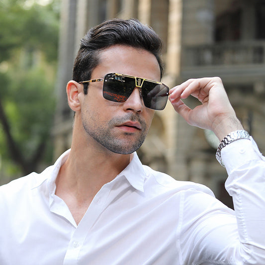 Nuevas gafas de sol con montura grande para hombre