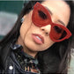 Oversized cool red cat eye sunglasses rivet square leopard glasses trendy designer retro sun glasses female shades for women