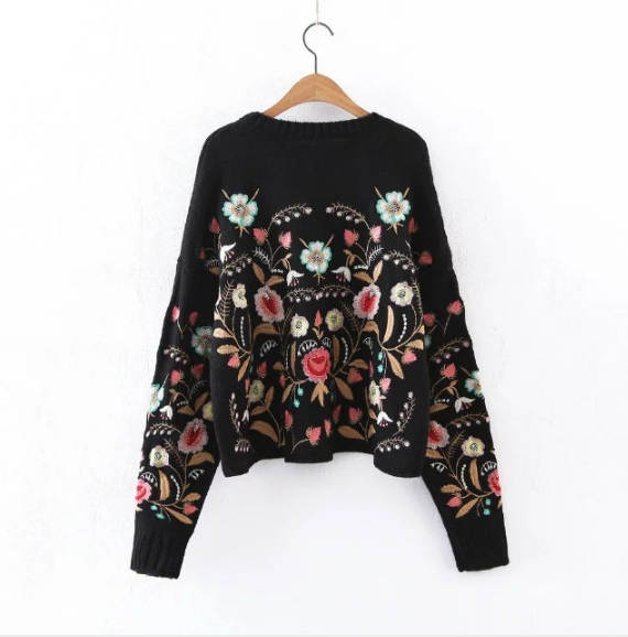 Suéter de mujer moda bordado floral suéter streetwear suéteres 