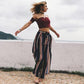 Women's pants fashion striped sexy split wide-leg pants casual pants women