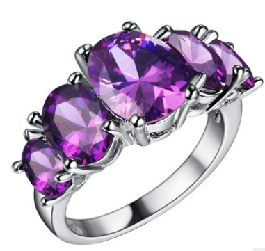 Anillos de circonia cúbica para mujer, anillo de cristal rosa, anillos coloridos de aleación de Zinc, joyería, bisutería