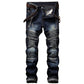 Men Pleated Biker Jeans